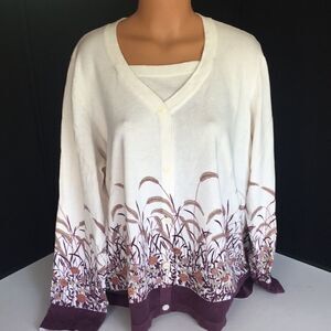 Breckenridge Woman Button Long Sleeve Top 2X
